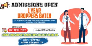 1 Year Droppers Course For NEETJEECEE 2023
