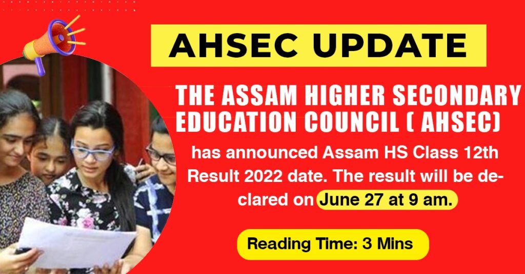 AHSEC Result will be declared on 27th June 2022