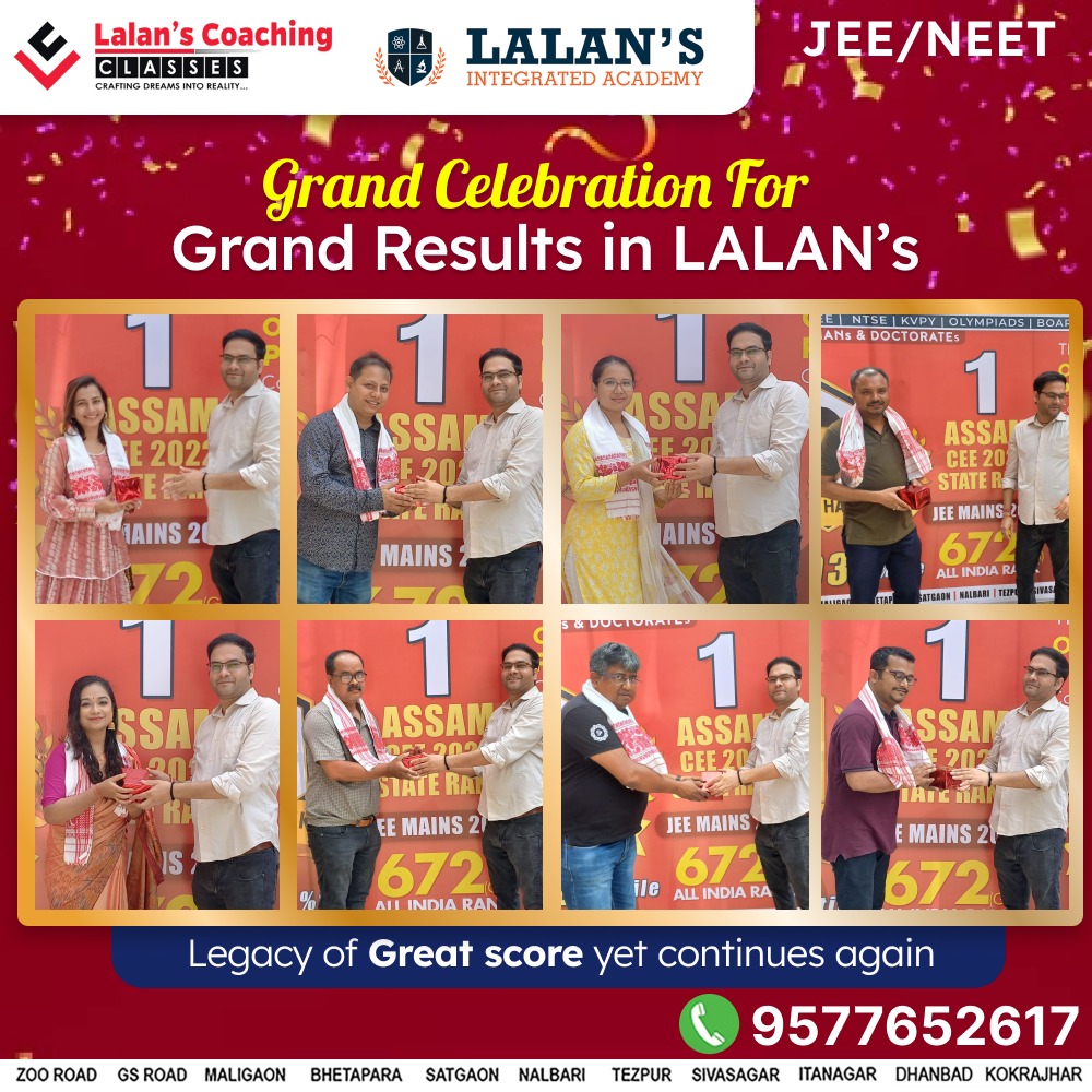 Celebration at Lalans Coaching Classes for Grand Result of Arohan Hazarik State Rank 1 in Assam CEE 2022