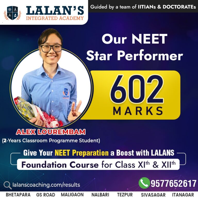 Lalans Integrated Academy Student star performer in NEET 2022