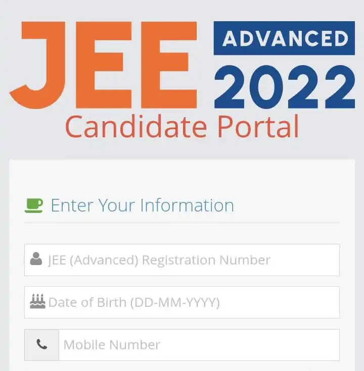 JEE Advanced 2022 direct portal