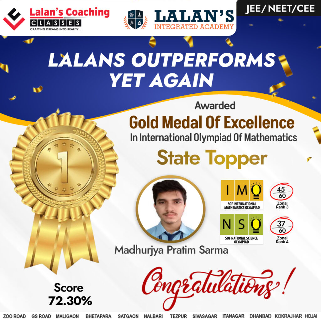 Lalans Student Secured State Rank 1 in Olympiad 2023 banner