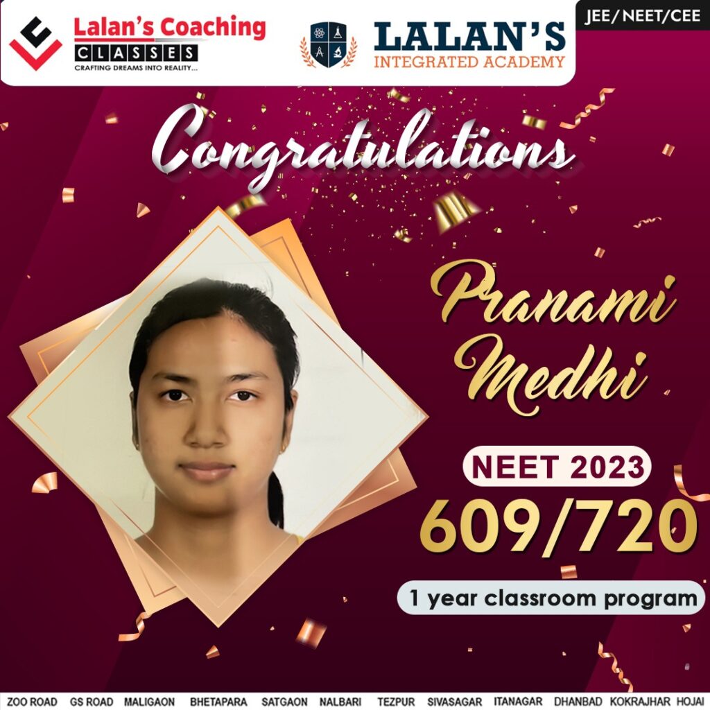 Lalan's NEET 2023 Result Best coaching Pranami Medhi